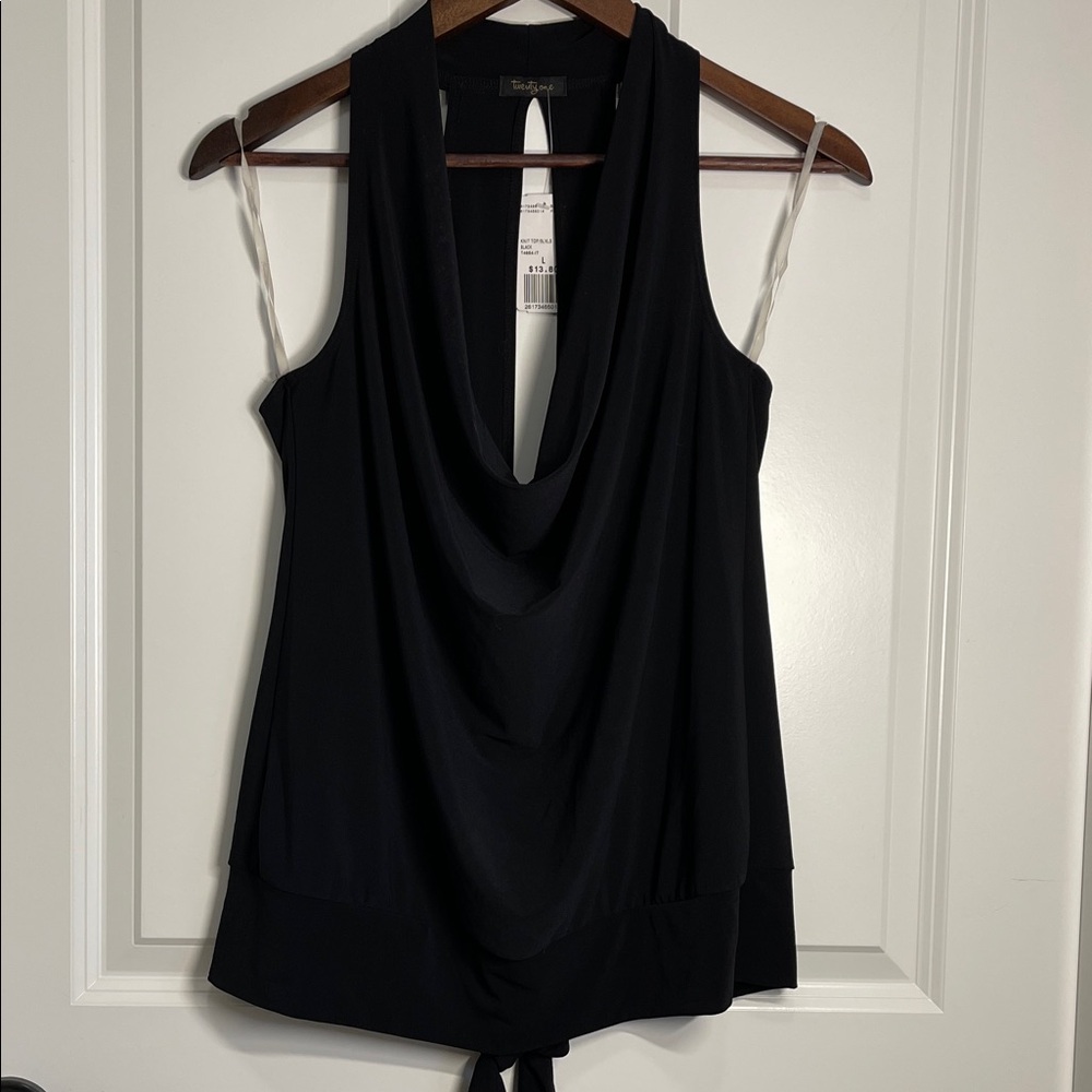 Y2K Forever 21 black drape open back top club wear szL